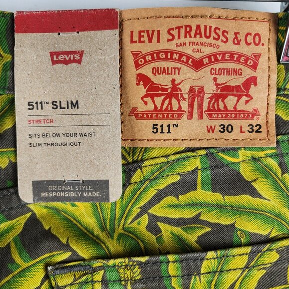 Levis 511 Jeans Men 30x32 Multicolor Tropical Slim Fit Pants Stretch NWT - Picture 8 of 10